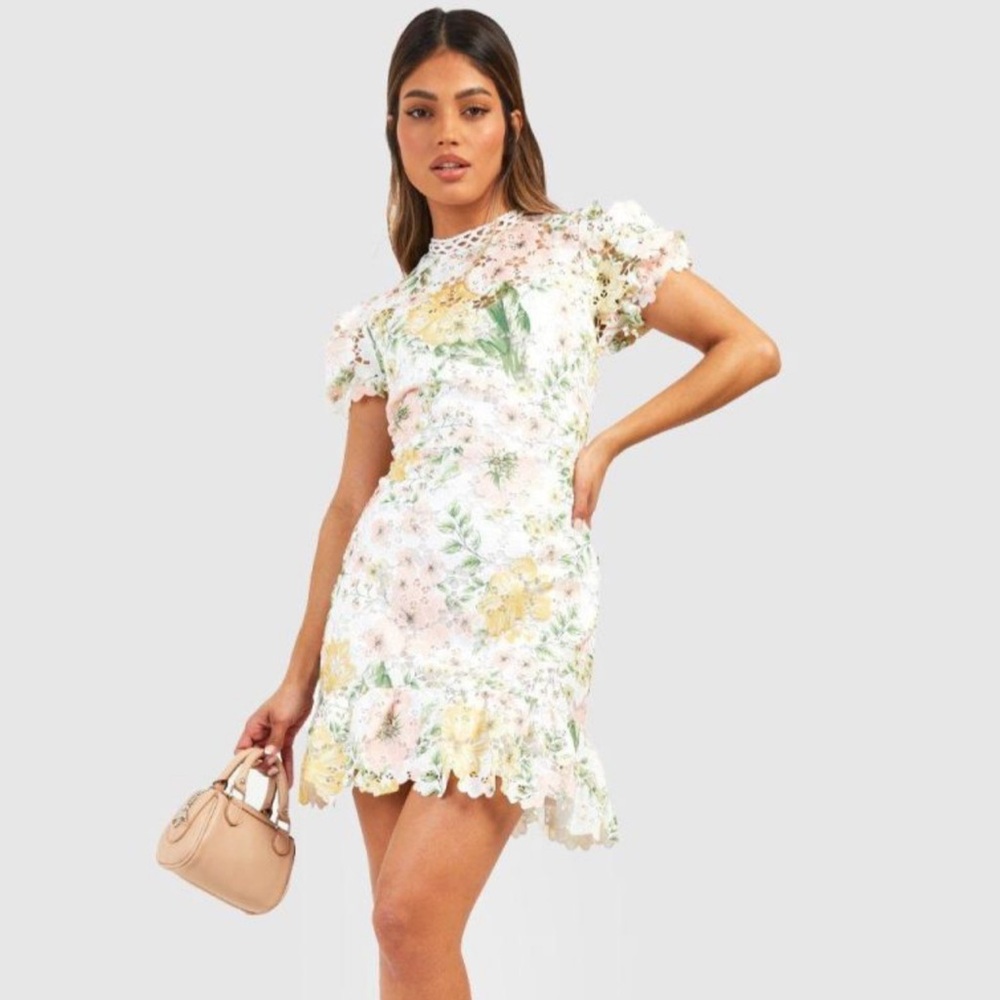 Boohoo Floral Ruffle Mini Dress